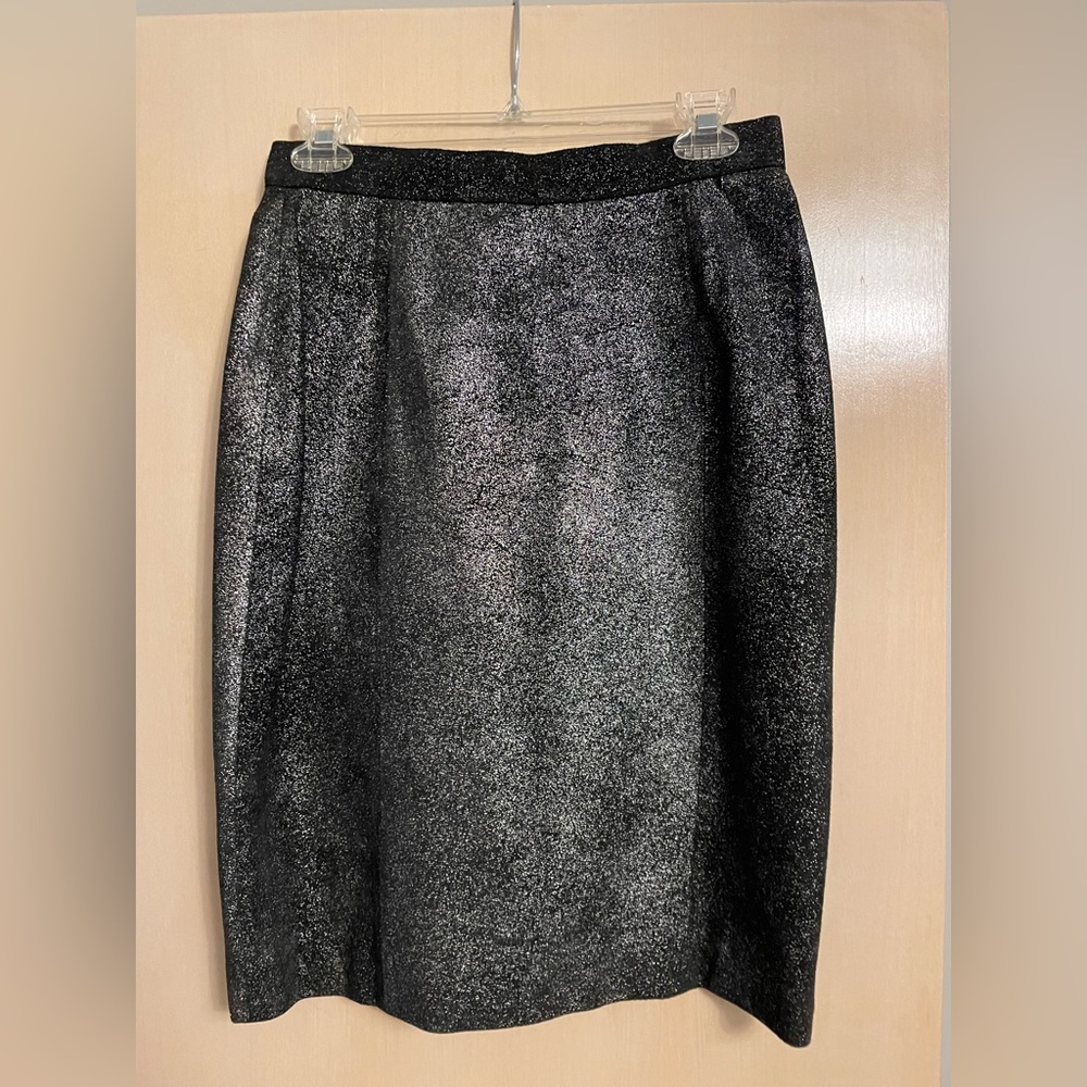 NEW Metallic Black & Silver Genuine Suede Skirt Size 10